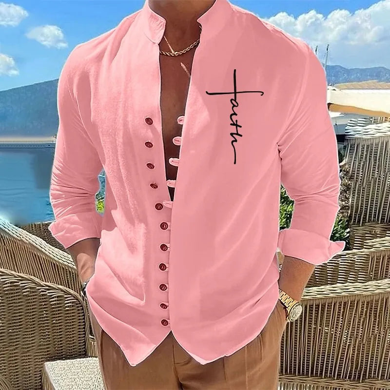 Hot Sale Spring Cotton Linen Autumn Men's Long-Sleeved