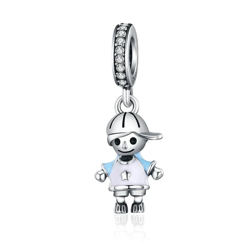 BISAER Alloy Dangle Beads Cup Bulldog Boy Girl