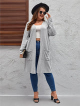 Plus Size Spring Autumn Midi Knitted Cardigan Women