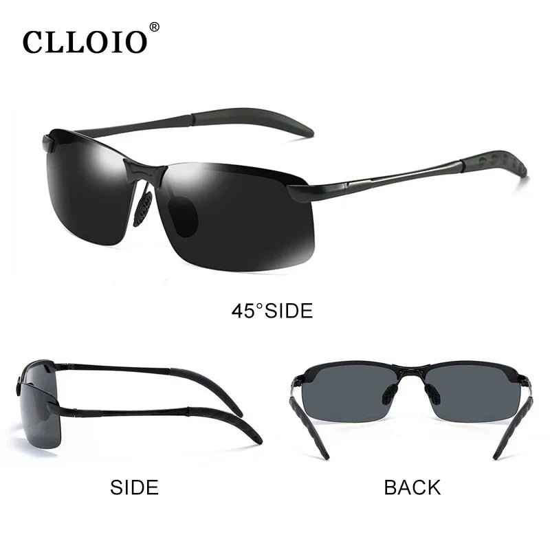 2PCS Photochromic Sunglasses Men Driving Chameleon Glasses Polarized