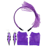 80S Headband Lace Party Accessories Gloves Costume Earrings