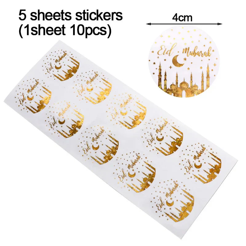 Gold Eid Mubarak Disposable Tableware Star Moon Gilded