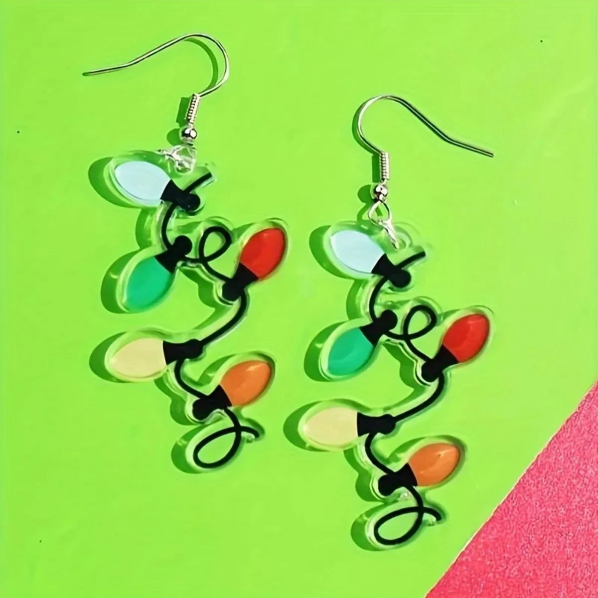 Colorful Christmas Lights Design Dangle Earrings Simple Elegant