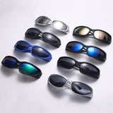 Trendy Silver Rectangle Sport Sunglasses Men Women Brand