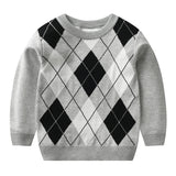 Autumn and winter boy warm sweater plaid lattice