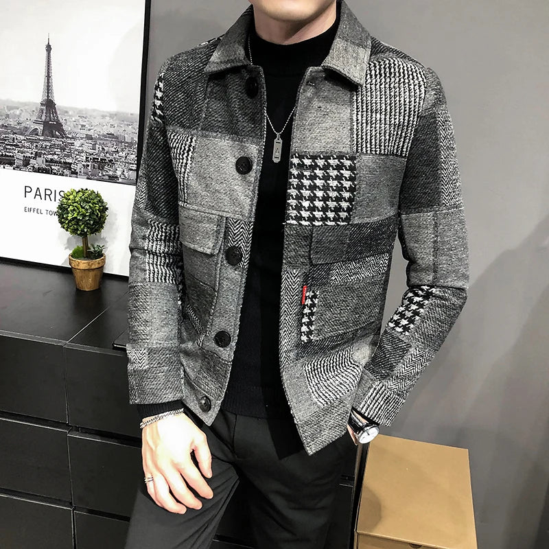 New Hombre Korean Casual Men Stitching Jacket Slim