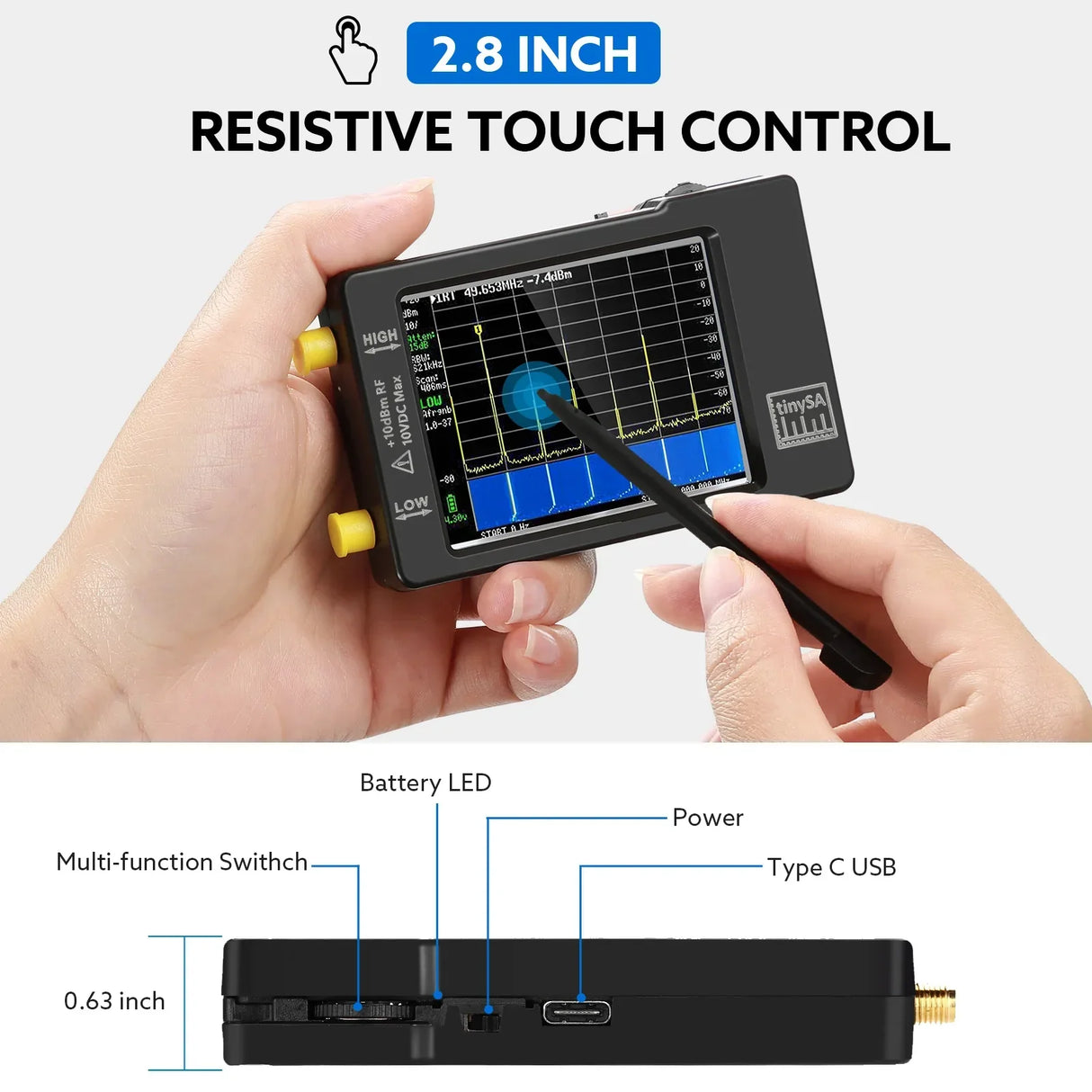 Upgraded Hand held tiny Spectrum analyzer TinySA 2.8"