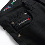 Hot Men's Black jeans Simple Trend Stretch Slim Pencil Pants High Quality Solid Color Mid-Waist Embroidered Brand Trousers