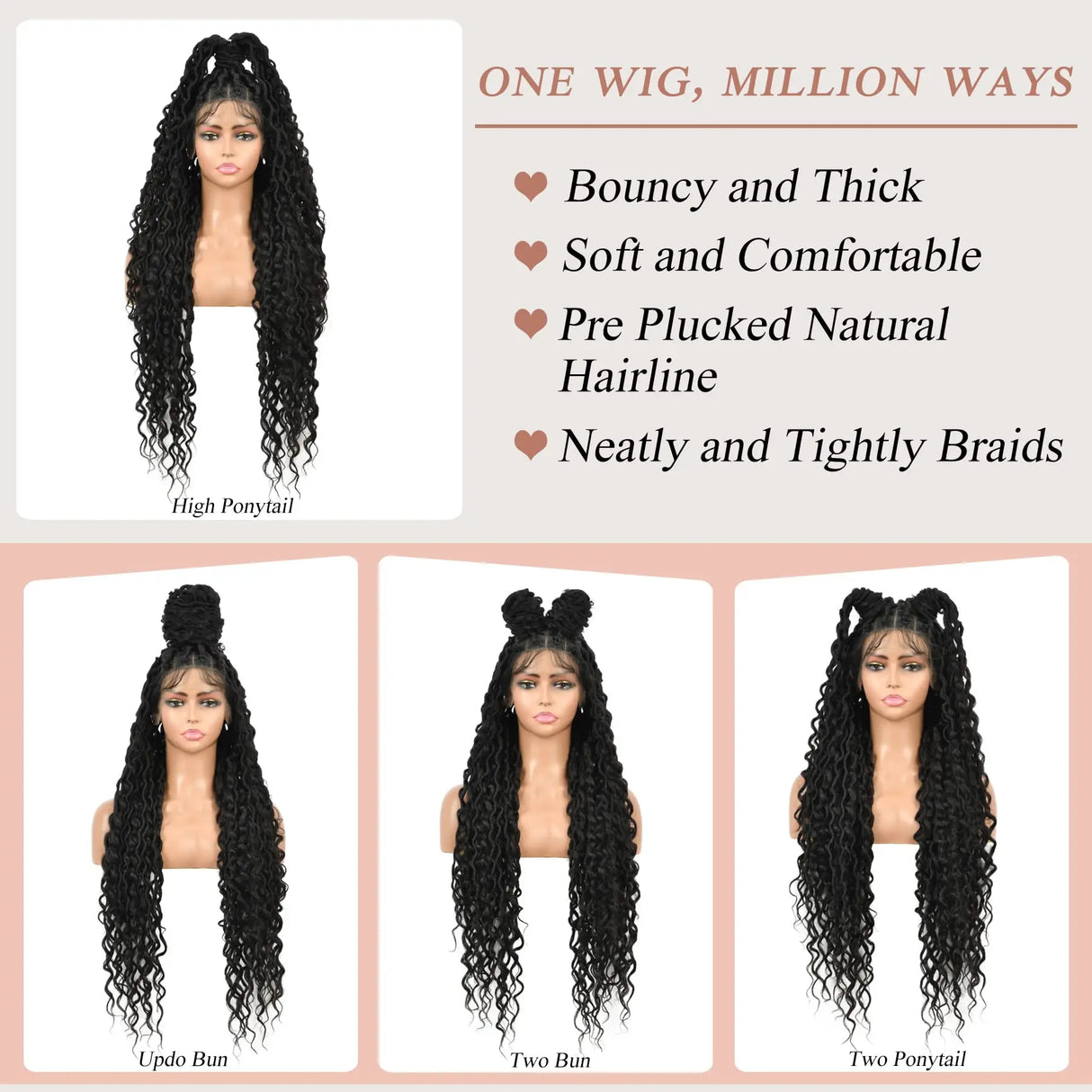 kalyss 32" Square Knotless Locs Briaded Wigs Full