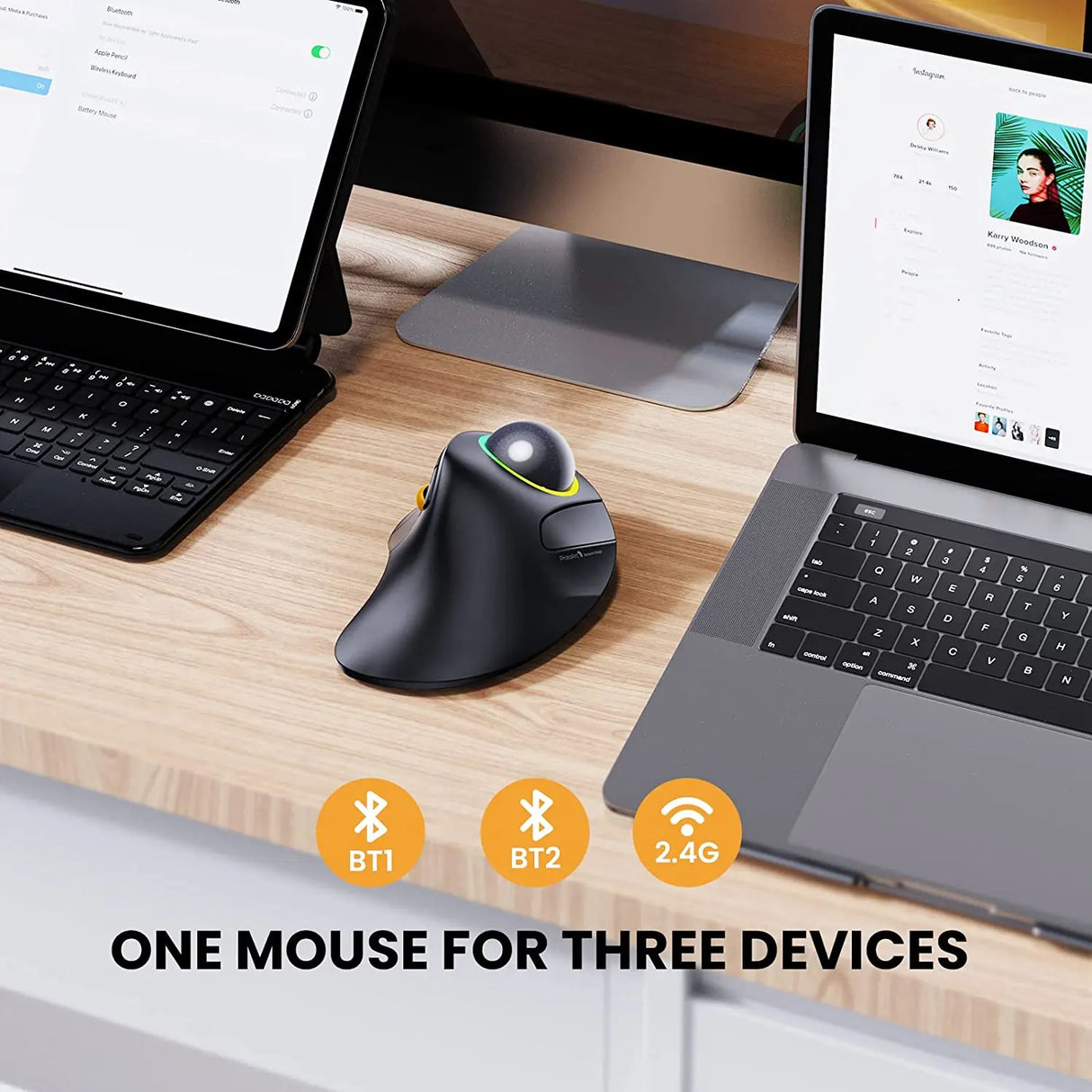 ProtoArc EM03 Wireless Bluetooth Trackball Mouse Rechargeable Ergonomic