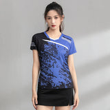 Badminton Training Shirts Women Tennis Print Quick Dry