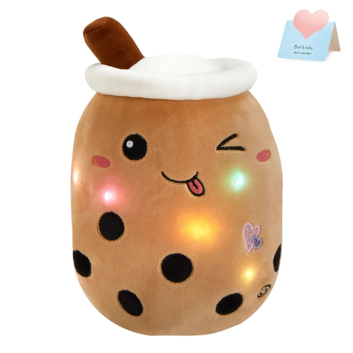 26-38cm LED Light Milk Tea Doll Plush Toy