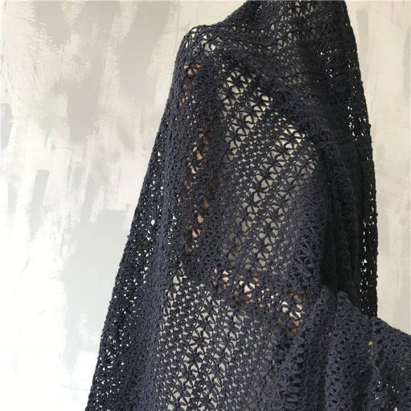 Hollow Woven Fabric Curtain Home Textile Plaid Fabric