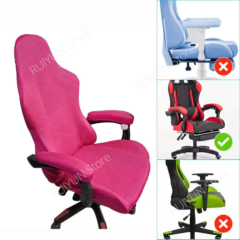 Solid Long Armrest Gaming Chair Cover Breathable Office