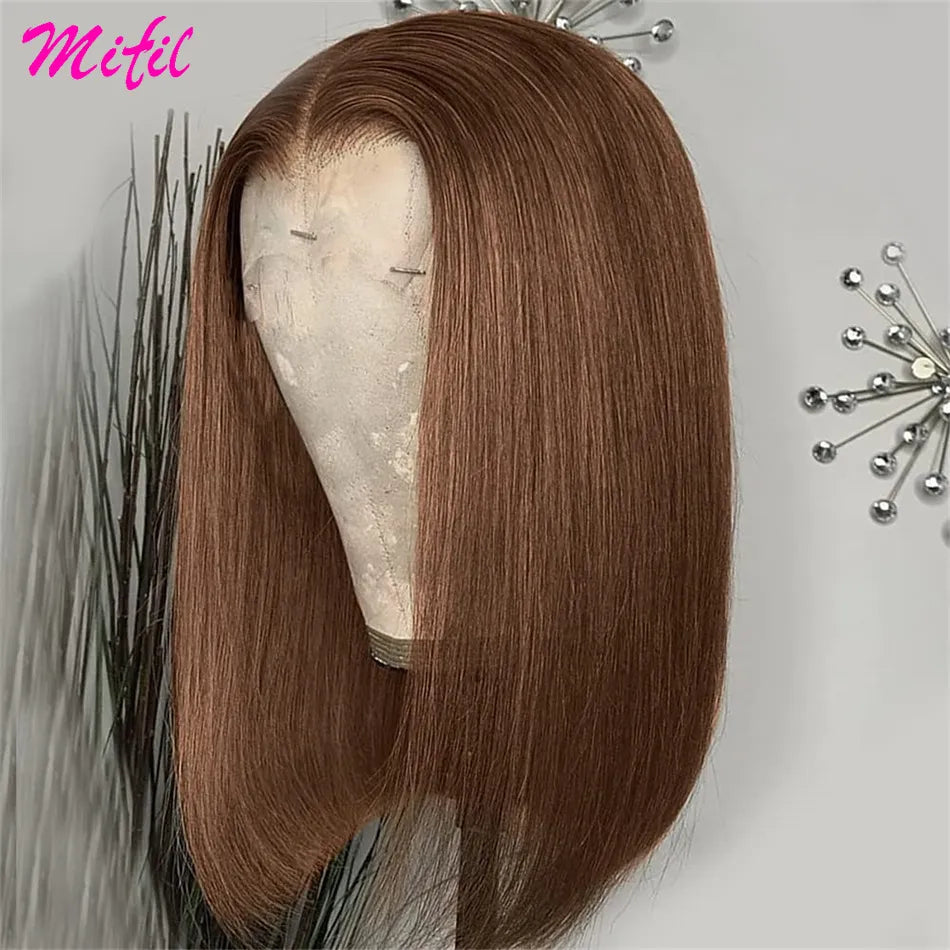 Highlight Short Bob Wig Bone Straight Chocolate Brown