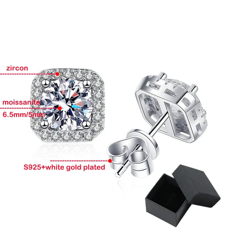 Smyoue White Gold 1CT Moissanite Stud Earrings for
