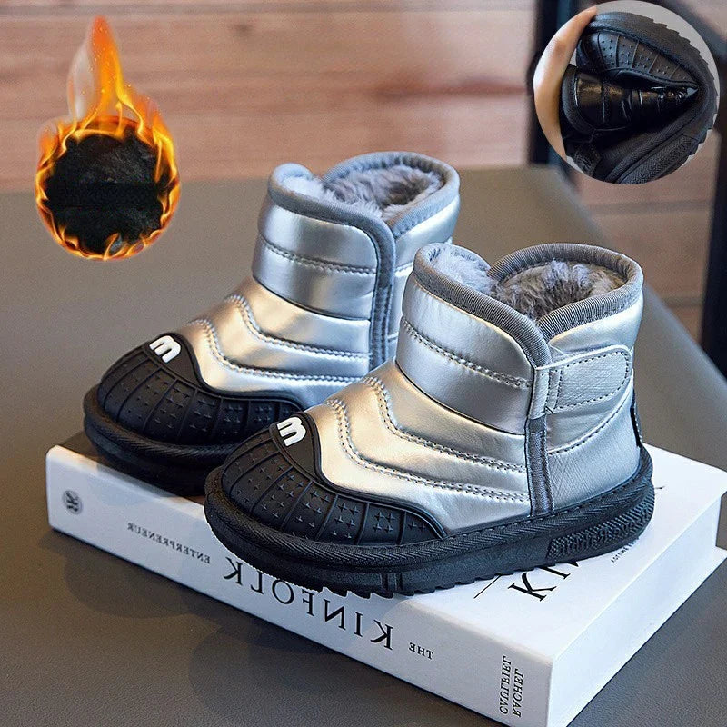 Kids Waterproof Leather Snow Boots 2024 Winter New
