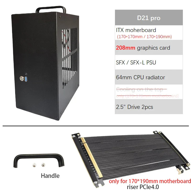 D21pro A4 Chassis 17*19cm Motherboard Mini ITX Game