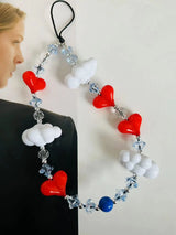 Colorful Crystal Cell Phone Charm Strap Acrylic Heart