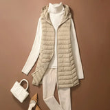 Women's Autumn/Winter X-long Hooded Sleeveless Jackets 2023 New
