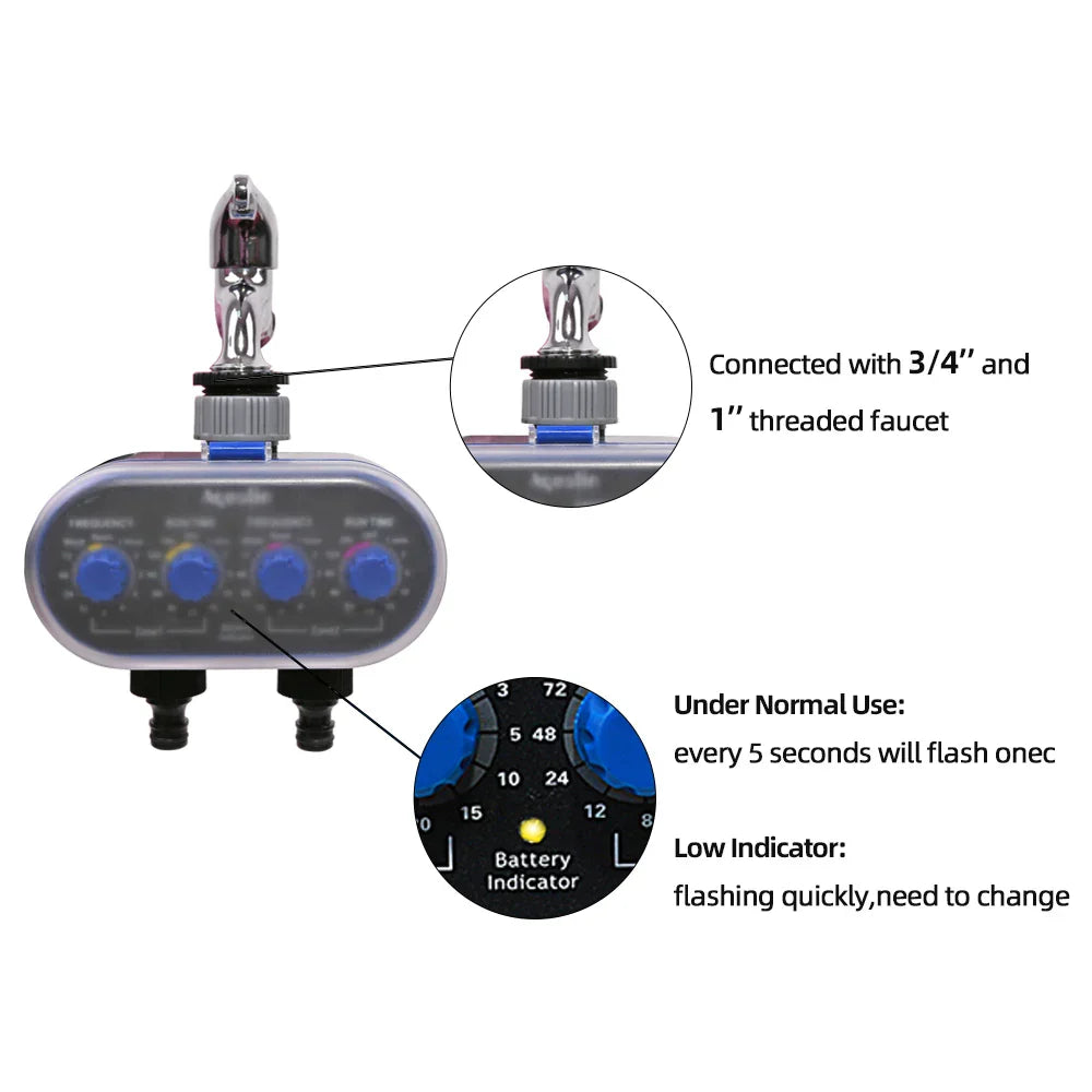 Ball Valve Electronic Automatic Watering Two Outlet Four