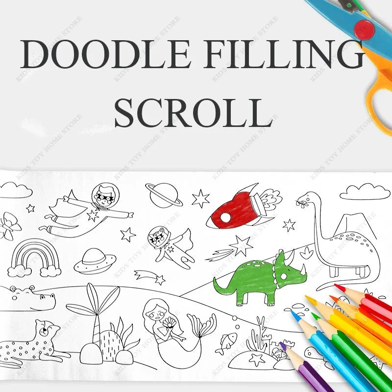 Kids Drawing Roll DIY Sticky Color Filling Paper