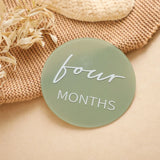 1Set Green Acrylic Baby Growth Milestone Markers for 0-12 Months Newborn Photography Accessories