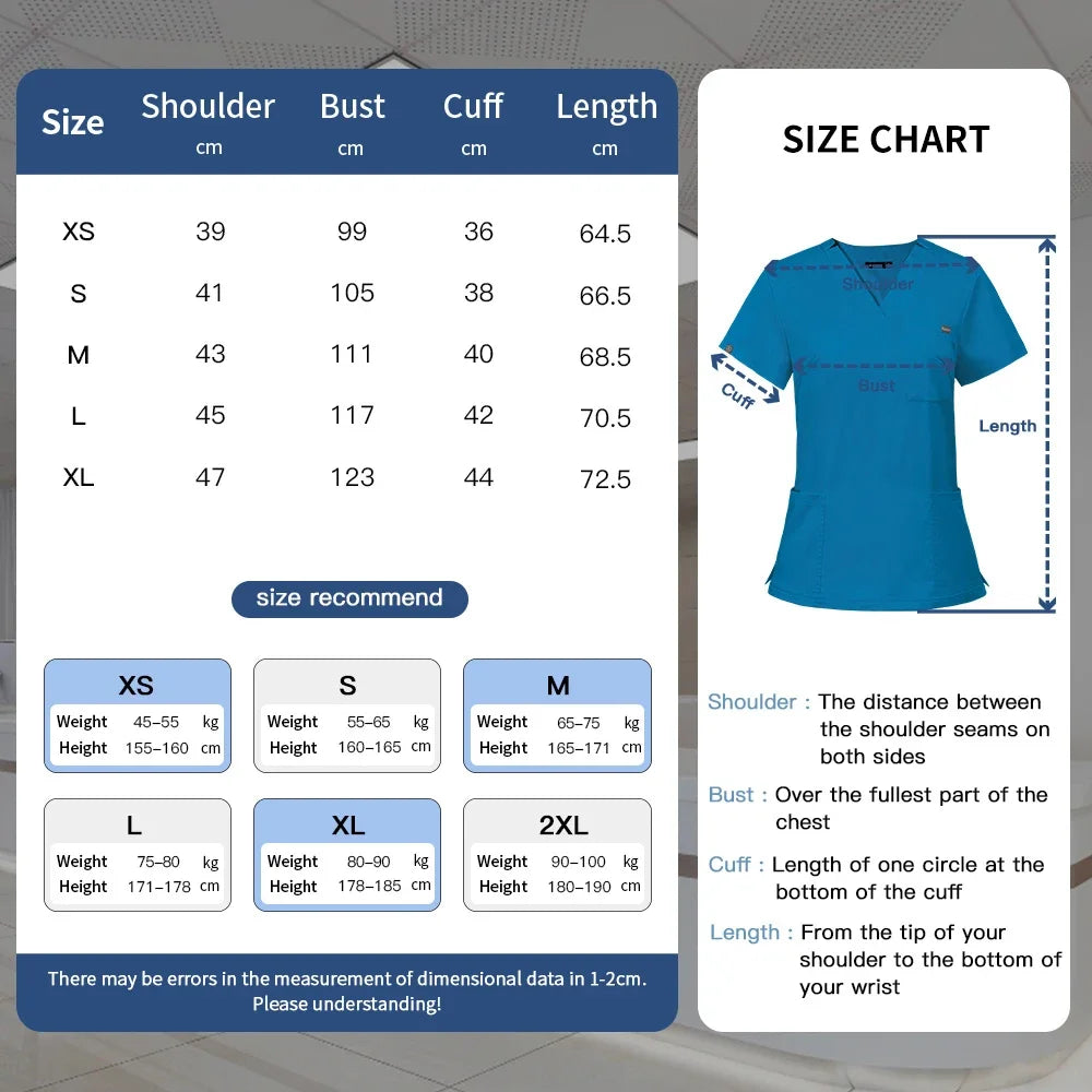Dentist Scrubs Tops Fashion Hotel Workwear Scrub Shirts