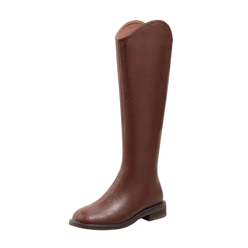 Women Kneehigh Boots Genuine Leather Natural Leather Ladies