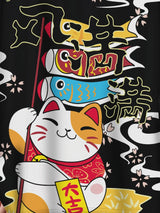 Men's Casual Kimono Style "Cheerful" Cat Loose Fit