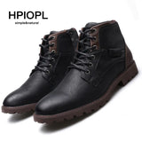 Leather Men Ankle Boots Plus Size High Top