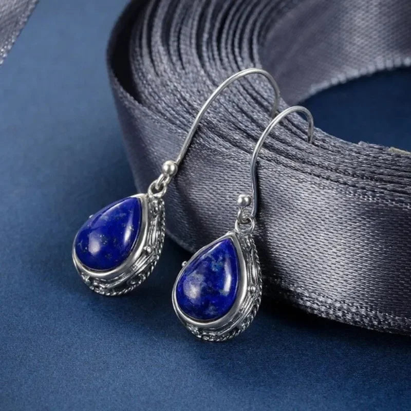 Bohemian Water Drop Blue Stone Earrings for Women