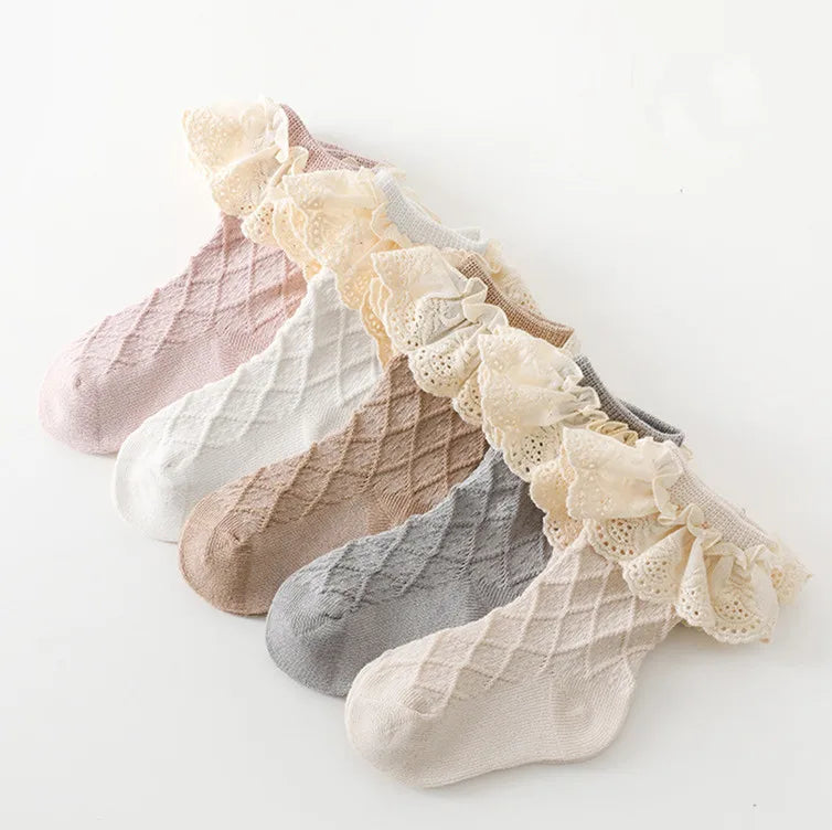 5Pairs/Lot Spring Autumn Baby Girls Socks Newborn Infant