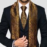 New Fashion Men Scarf Tie Set Blue Gold