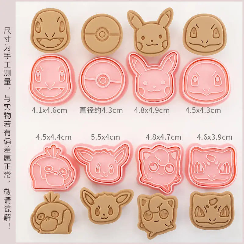 8 Piece Christmas pokemon Cartoon Pikachu Cookie Set