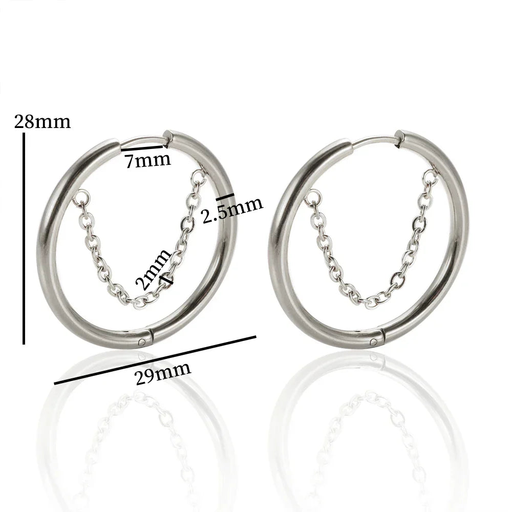 2PC /Set Stainless Steel Small Hoop Earrings for