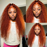 12-34 Inch Ginger Orange 13x6 Curly Lace Front