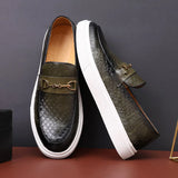 Men's Casual Shoes Embossed Leather Men Fashion Buckle