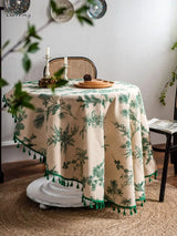 Gerring Cotton Linen Tablecloths Green Printed Table Cloth