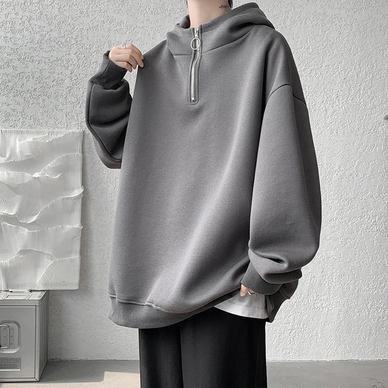 Turtleneck Hoodie Zipper Pullovers Streetwear Hip Hop Hooded