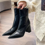Winter Designer Ankle Boots Fashion Back Zippers Pointed