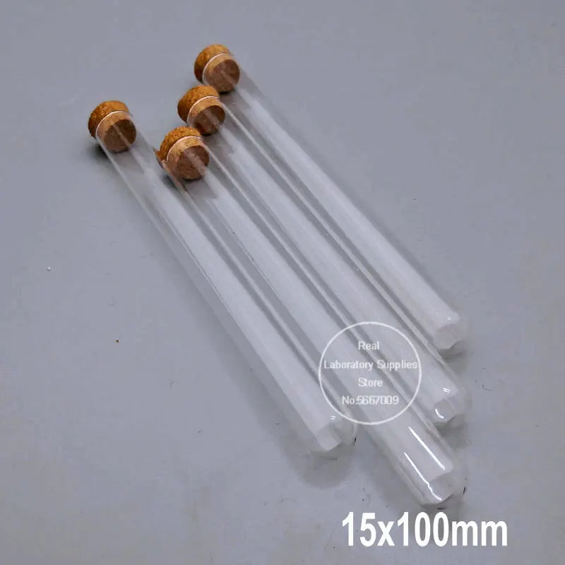 50pcs/lot Clear Lab Glass Test Tube with Cork