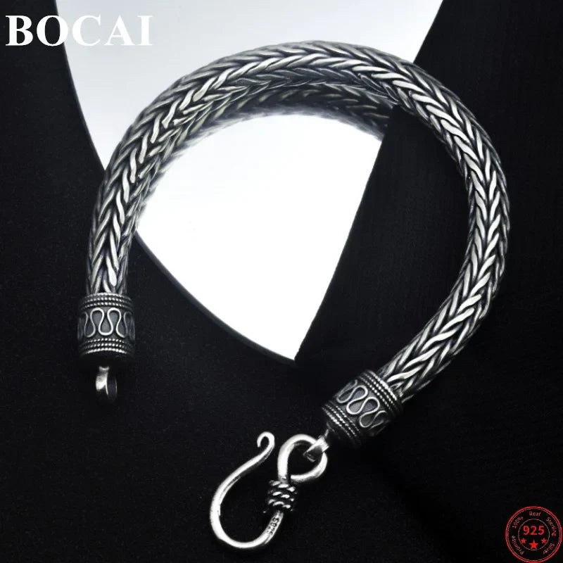 BOCAI S925 Sterling Silver Bracelet for Men and