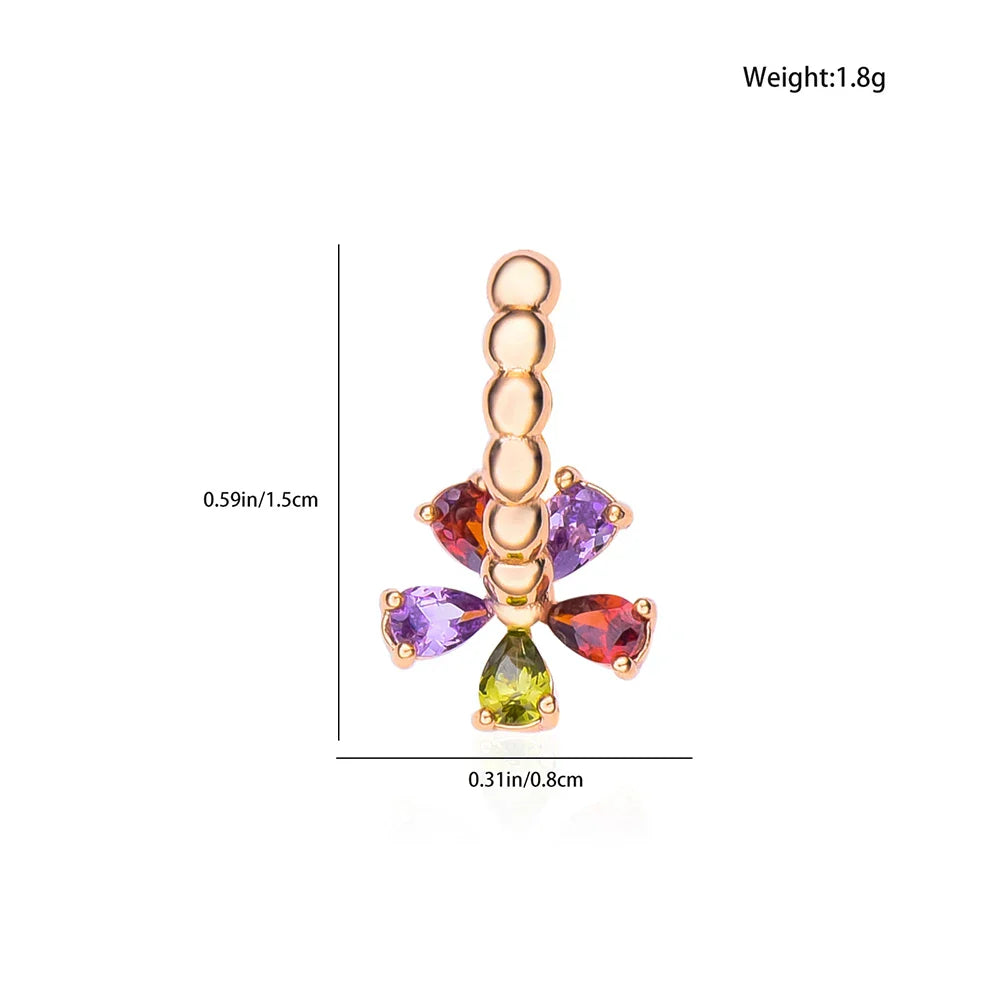 Harong Luxurious Copper Colorful Crystal Flower Hoop Earrings
