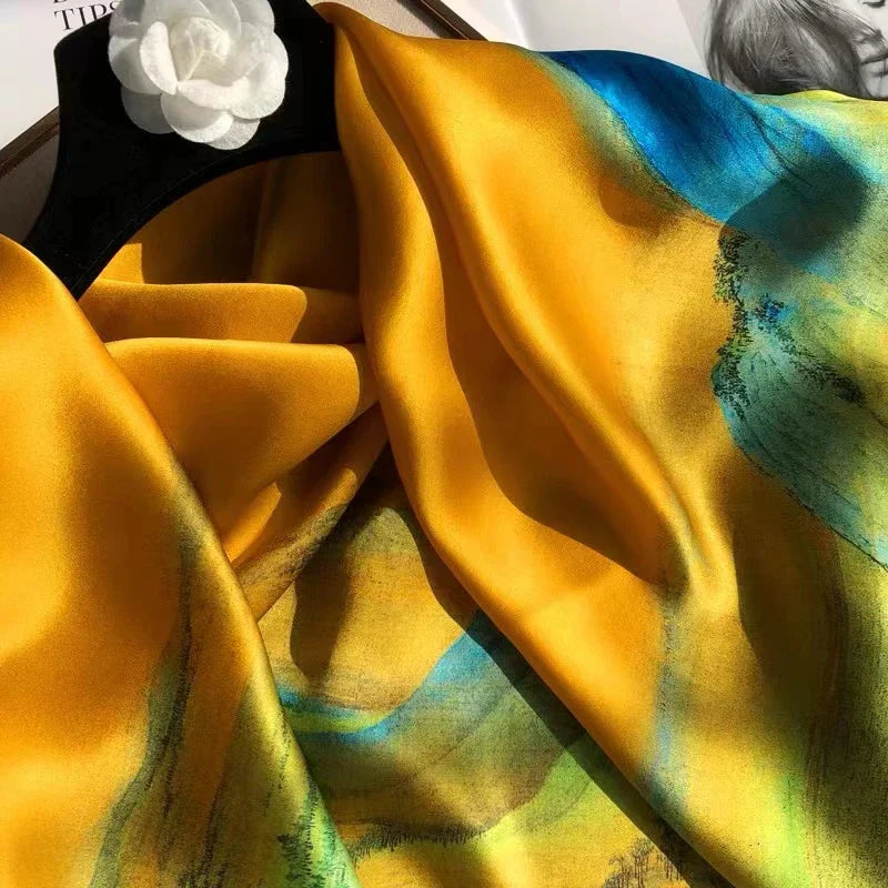 BYSIFA Yellow Green Scarves Bufandas Female Scarfs Shawl