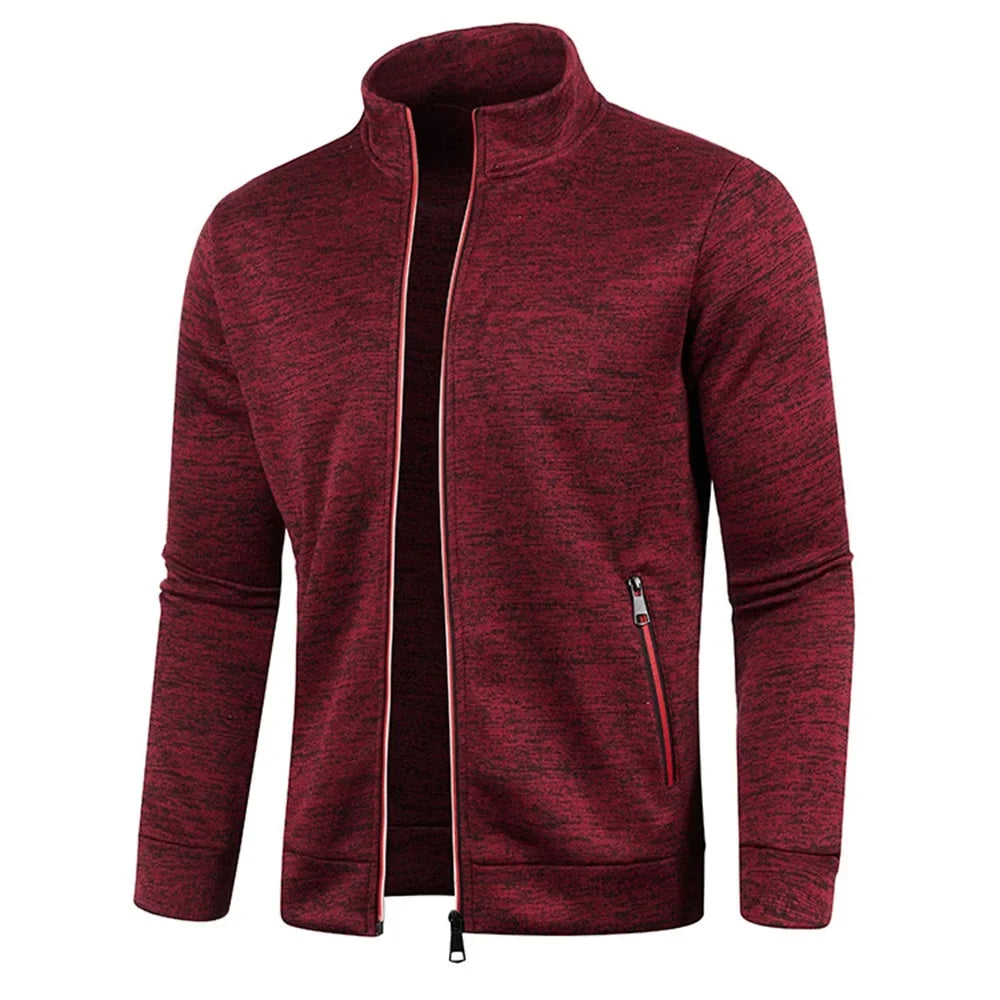 Male Stand Up Collar Jackets Long Sleeve Zip