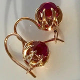 Exquisite Women Gold Plated Red Dangle Earrings for