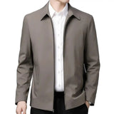 Two Side Zipper Pockets Men Jacket Elegant Mid-aged