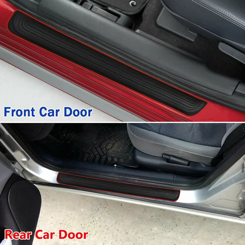 4pcs Rubber Car Door Sill Scuff Covers Black