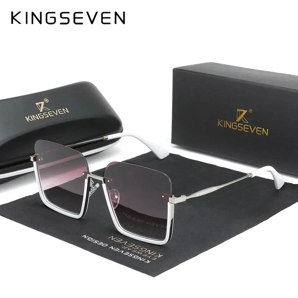 KINGSEVEN New Square Women‘s Sunglasses Party Half-frame Design Gradient Lens Glasses Accessory Fashion Decoration Eyewear